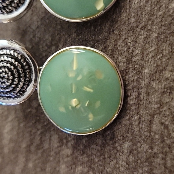 VTG HOWARD'S Space Age Nebula Enamel Circle Swirl Dangle Post Earrings - Picture 4 of 6